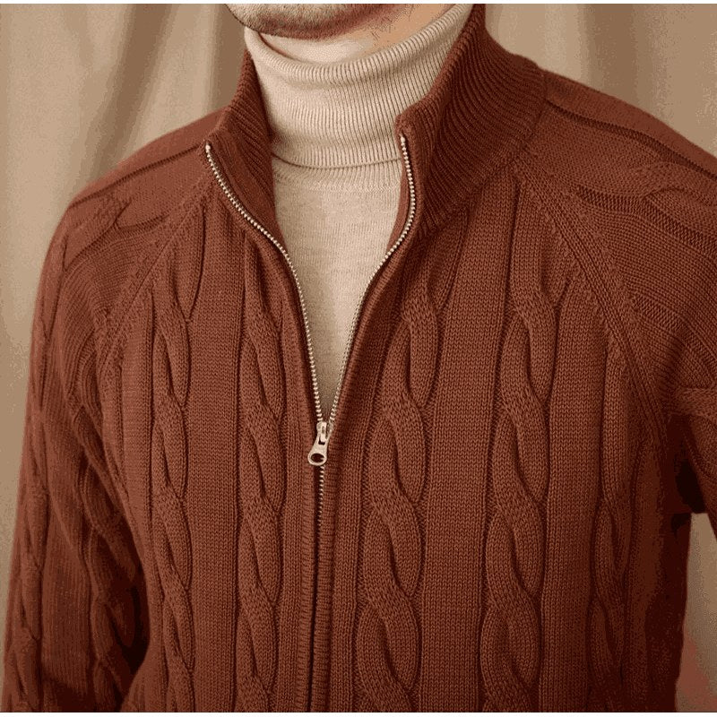 Knit cardigan double zipper