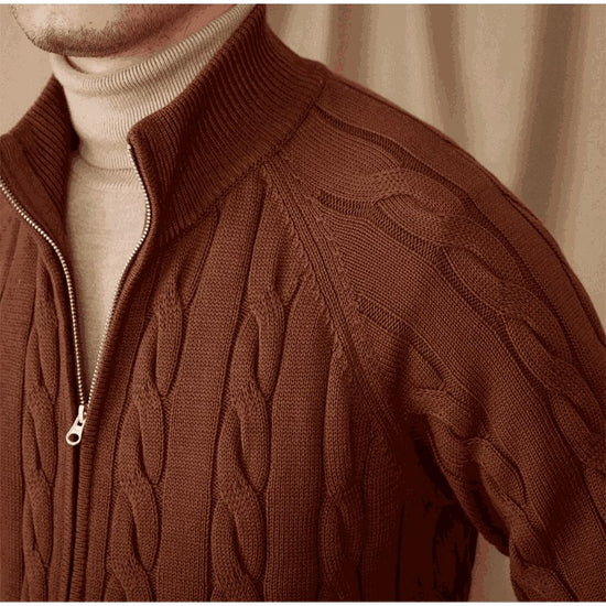 Knit cardigan double zipper