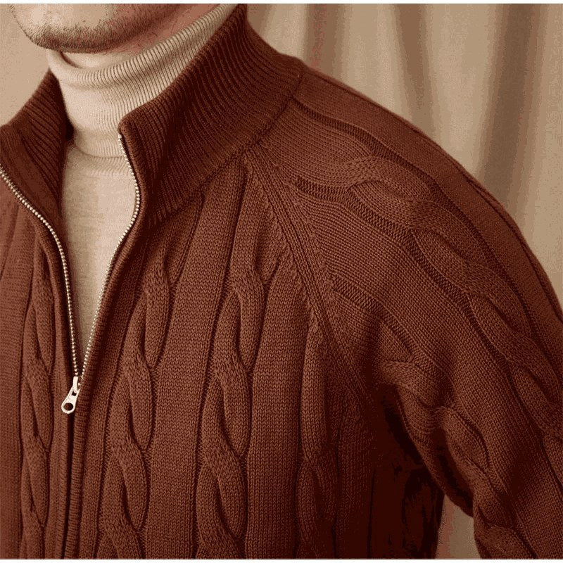 Knit cardigan double zipper