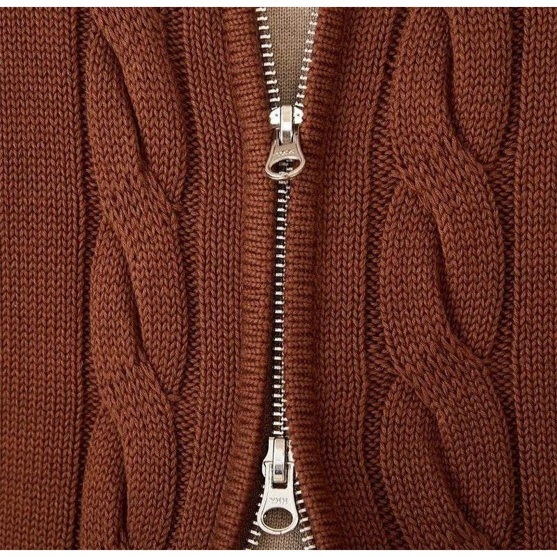Knit cardigan double zipper