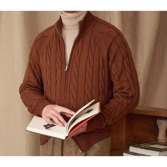 Knit cardigan double zipper
