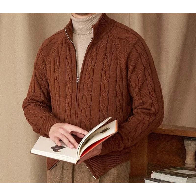 Knit cardigan double zipper