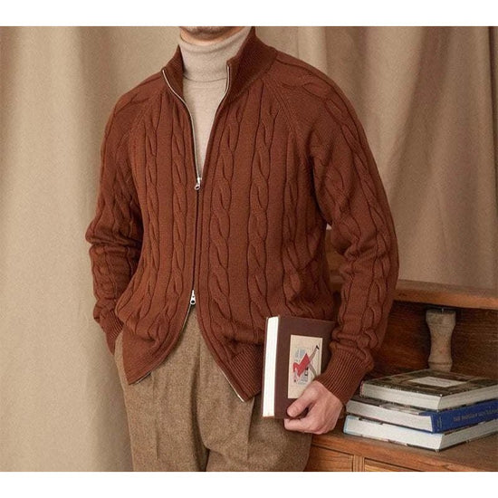 Knit cardigan double zipper