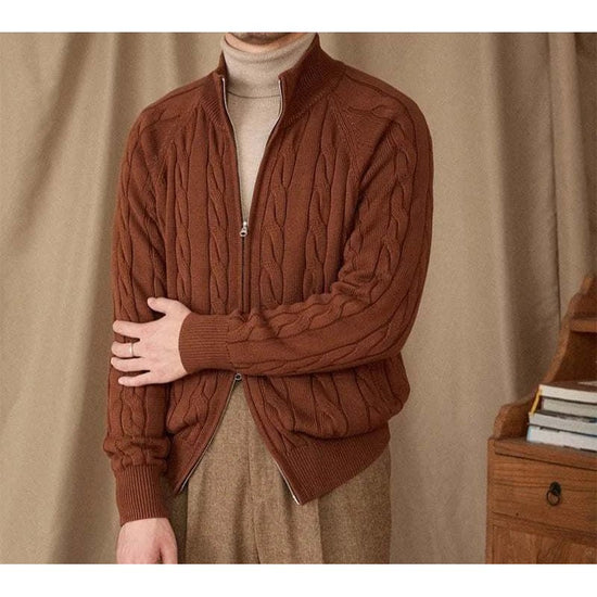 Knit cardigan double zipper