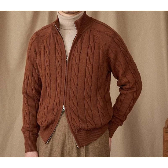 Knit cardigan double zipper
