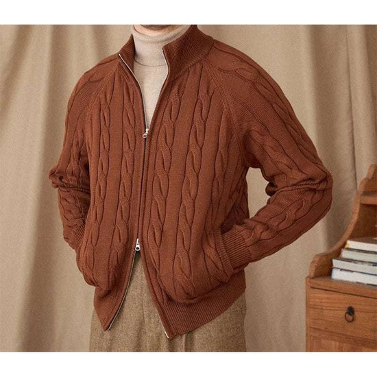 Knit cardigan double zipper