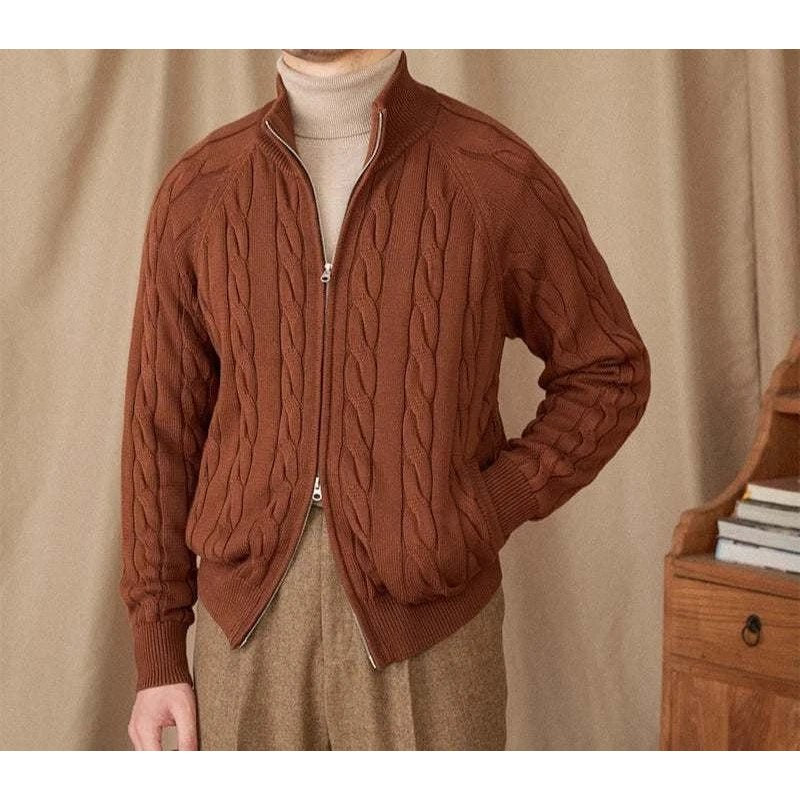 Knit cardigan double zipper