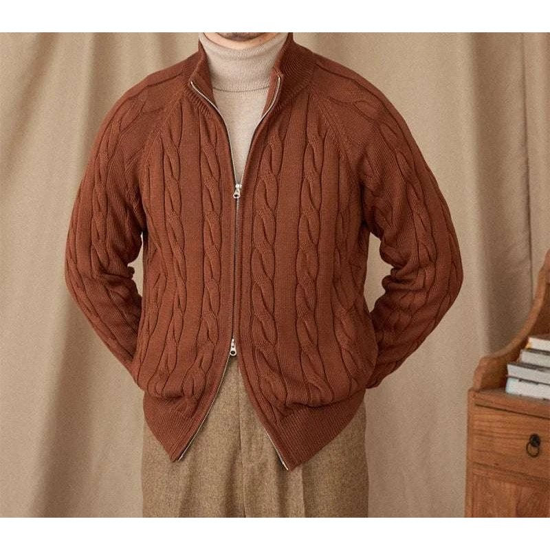 Knit cardigan double zipper
