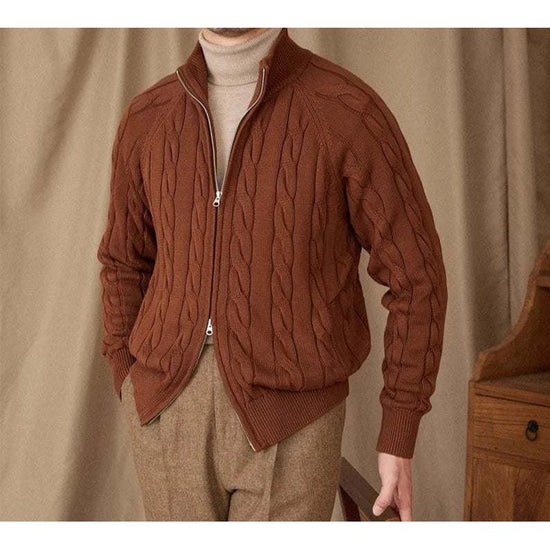 Knit cardigan double zipper
