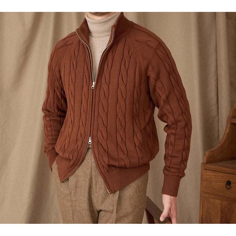 Knit cardigan double zipper
