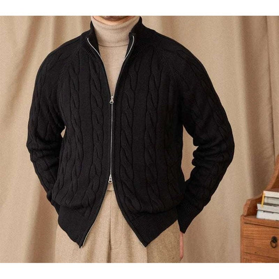 Knit cardigan double zipper