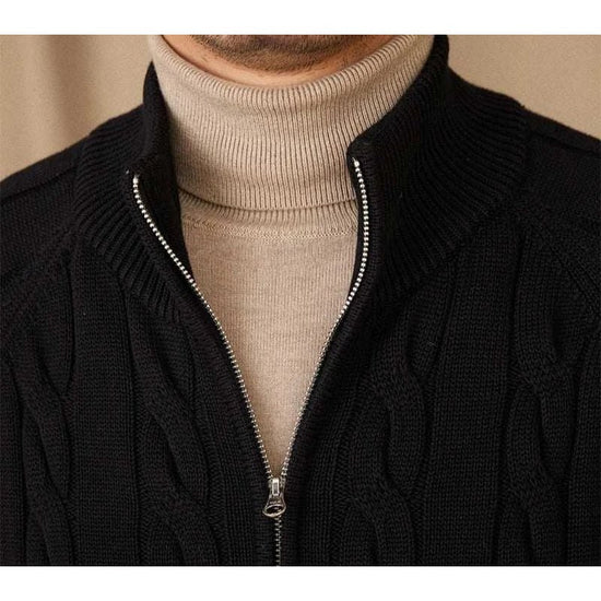 Knit cardigan double zipper