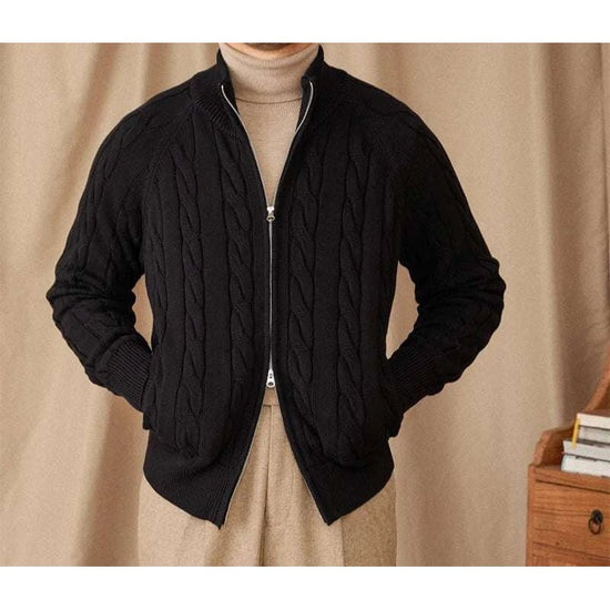 Knit cardigan double zipper