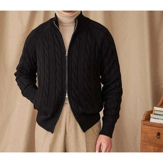 Knit cardigan double zipper