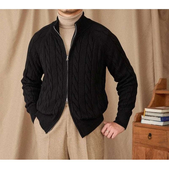 Knit cardigan double zipper