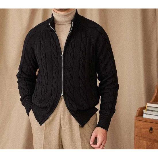 Knit cardigan double zipper