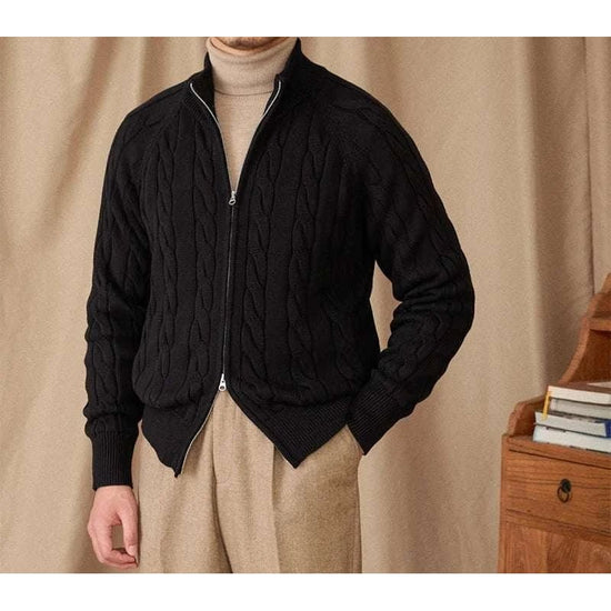 Knit cardigan double zipper