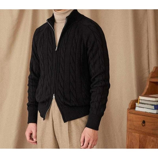Knit cardigan double zipper