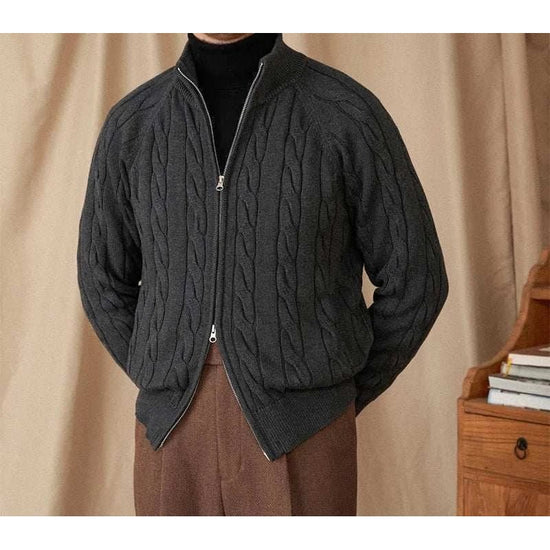 Knit cardigan double zipper