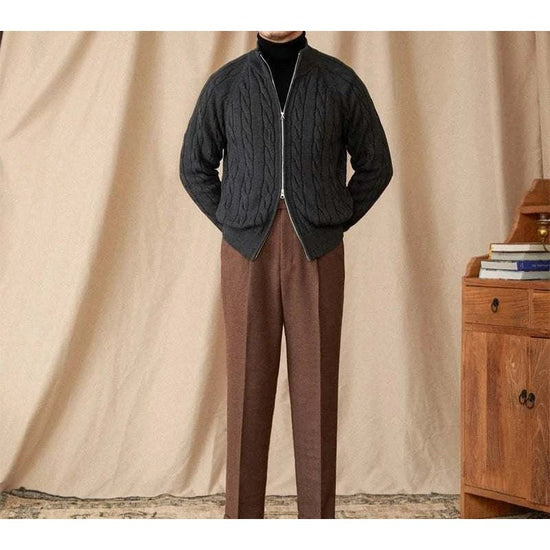 Knit cardigan double zipper