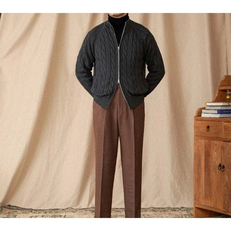 Knit cardigan double zipper