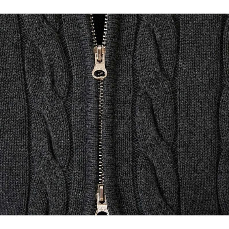Knit cardigan double zipper