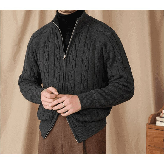 Knit cardigan double zipper