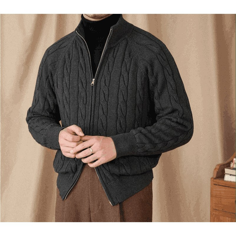 Knit cardigan double zipper