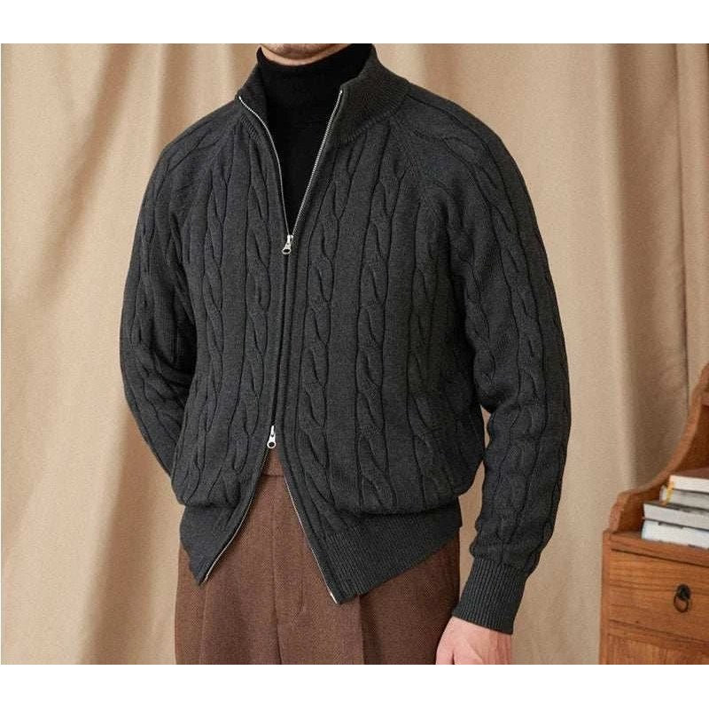 Knit cardigan double zipper