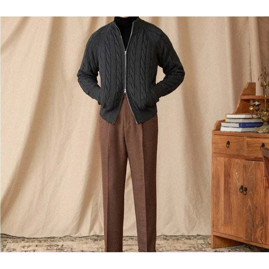 Knit cardigan double zipper