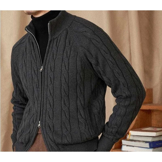 Knit cardigan double zipper
