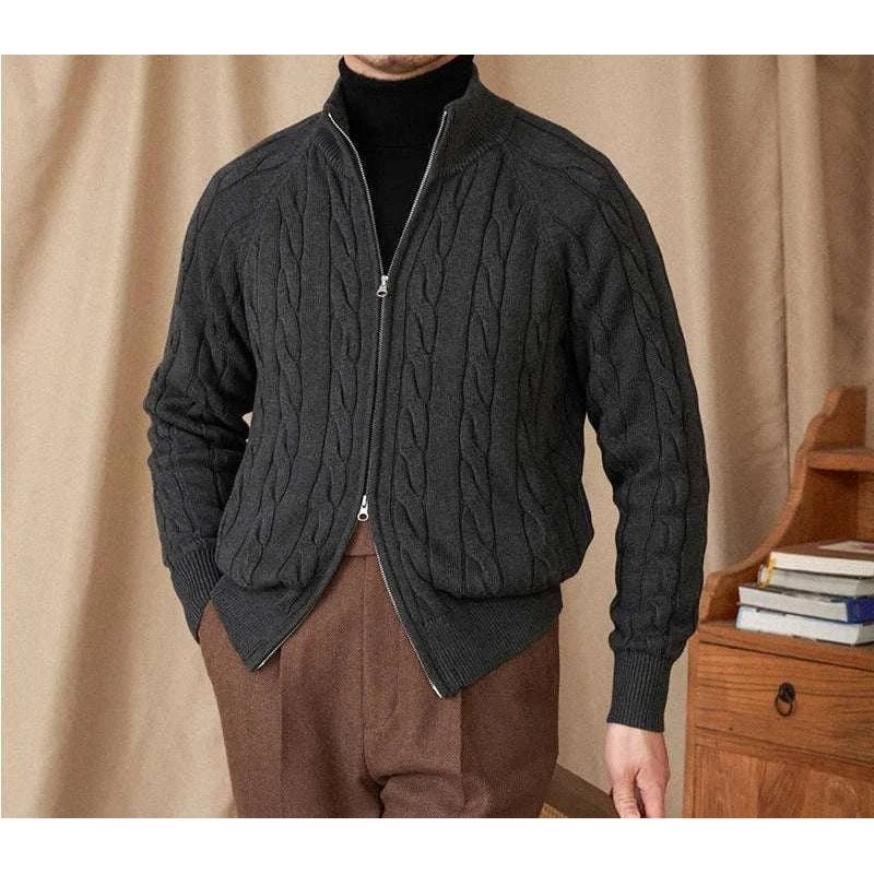 Knit cardigan double zipper