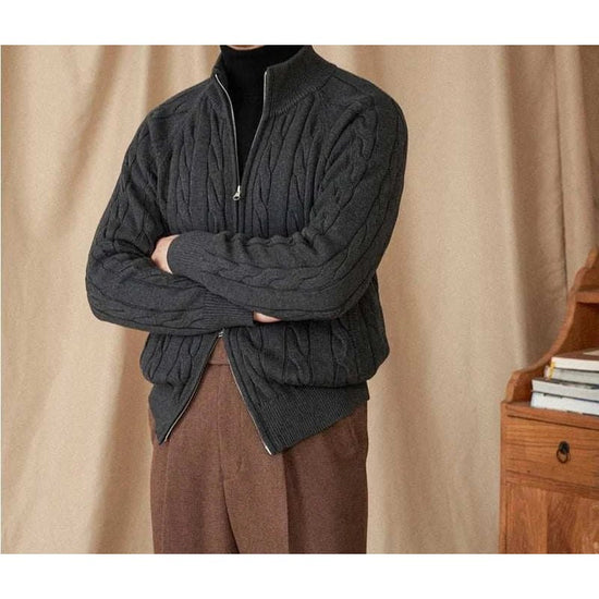 Knit cardigan double zipper