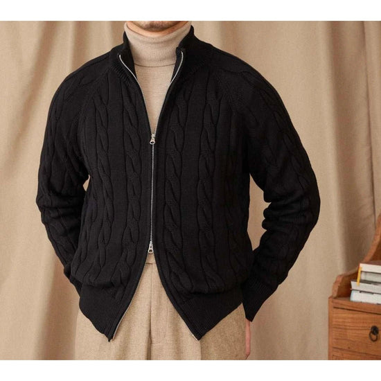 Knit cardigan double zipper
