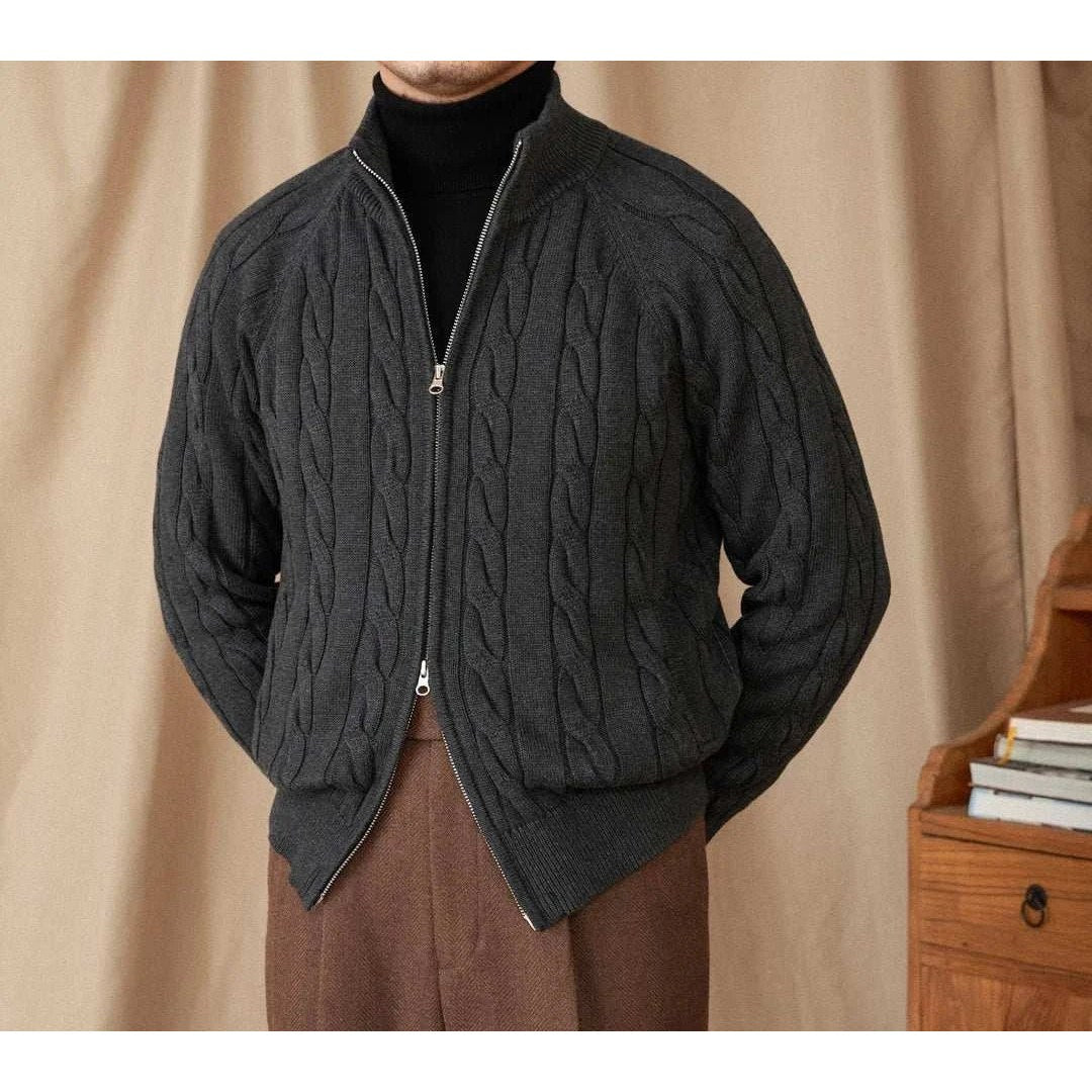 Knit cardigan double zipper