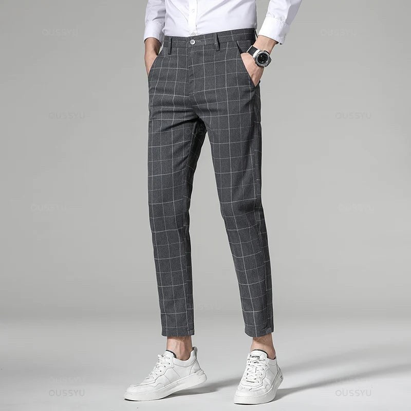 Korean formal checked pants