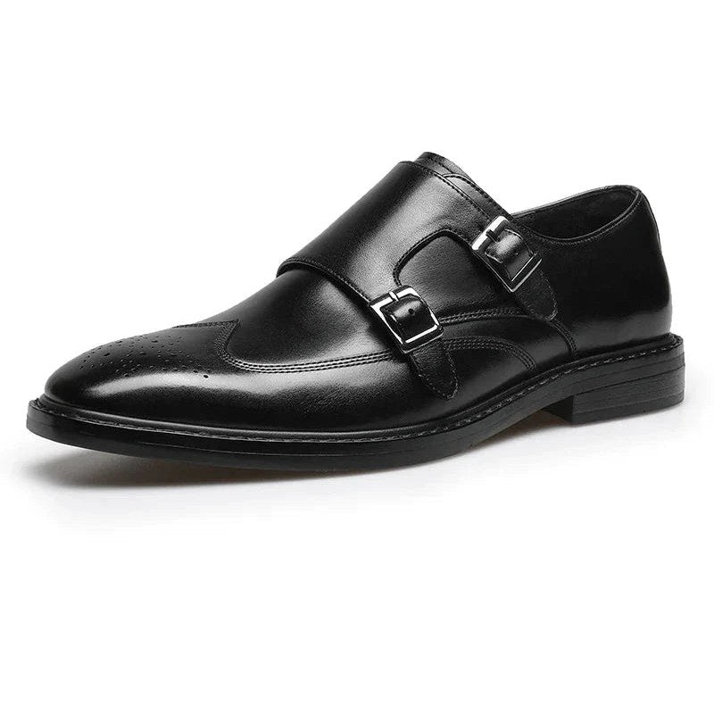Leather business formal monk shoes
