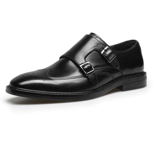 Leather business formal monk shoes