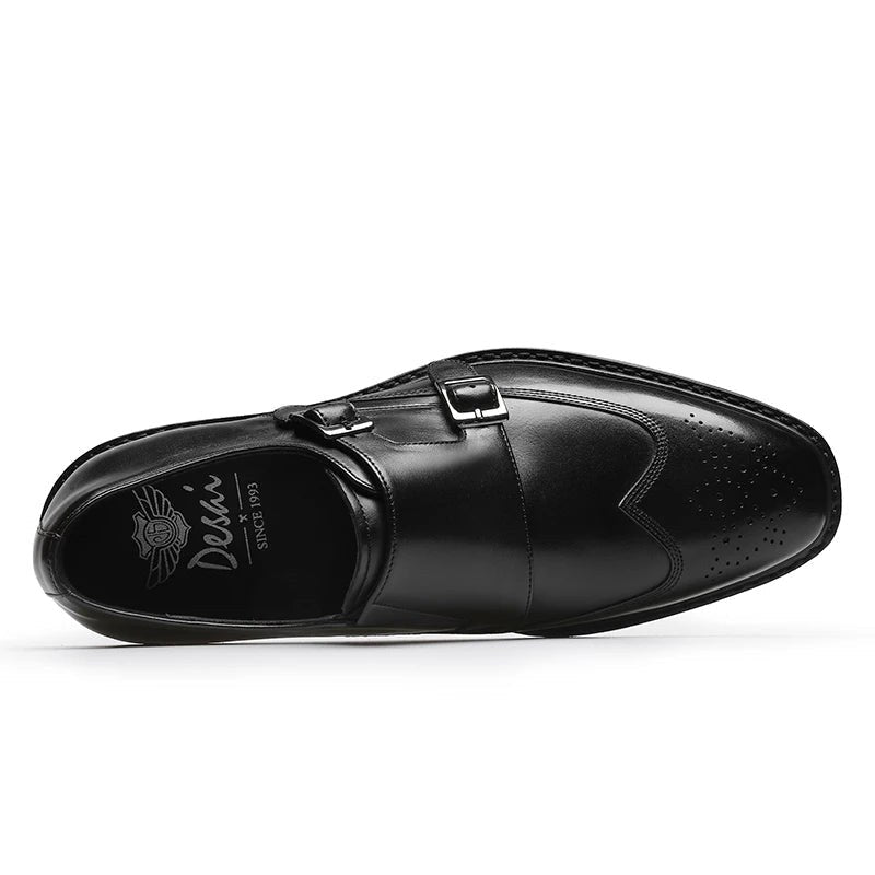Leather business formal monk shoes
