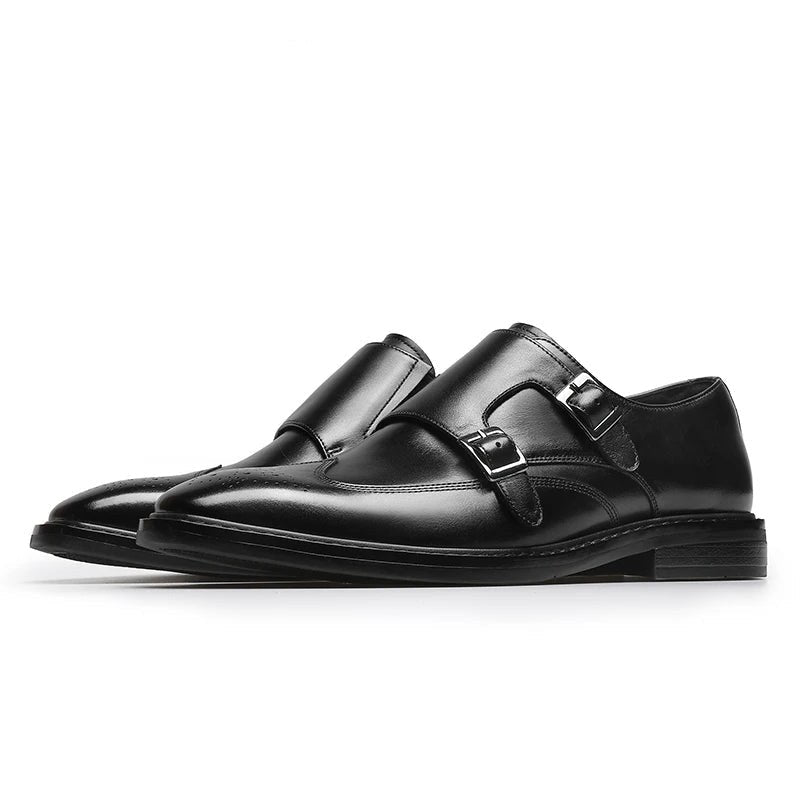 Leather business formal monk shoes