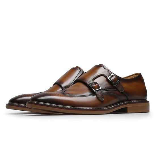Leather business formal monk shoes