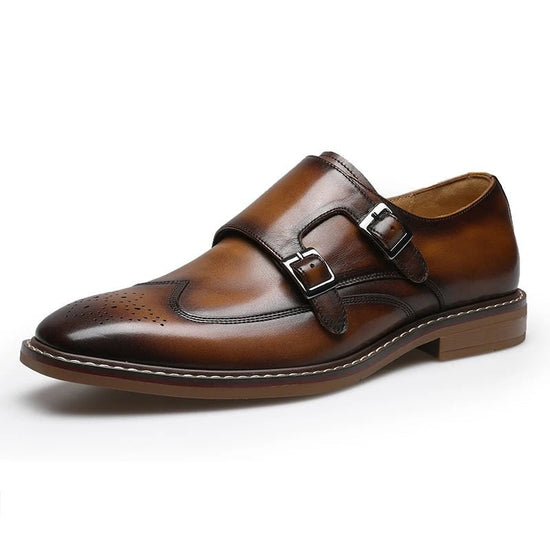 Leather business formal monk shoes