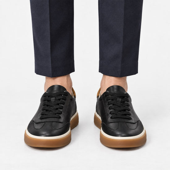 Leather court sneakers with gum soles