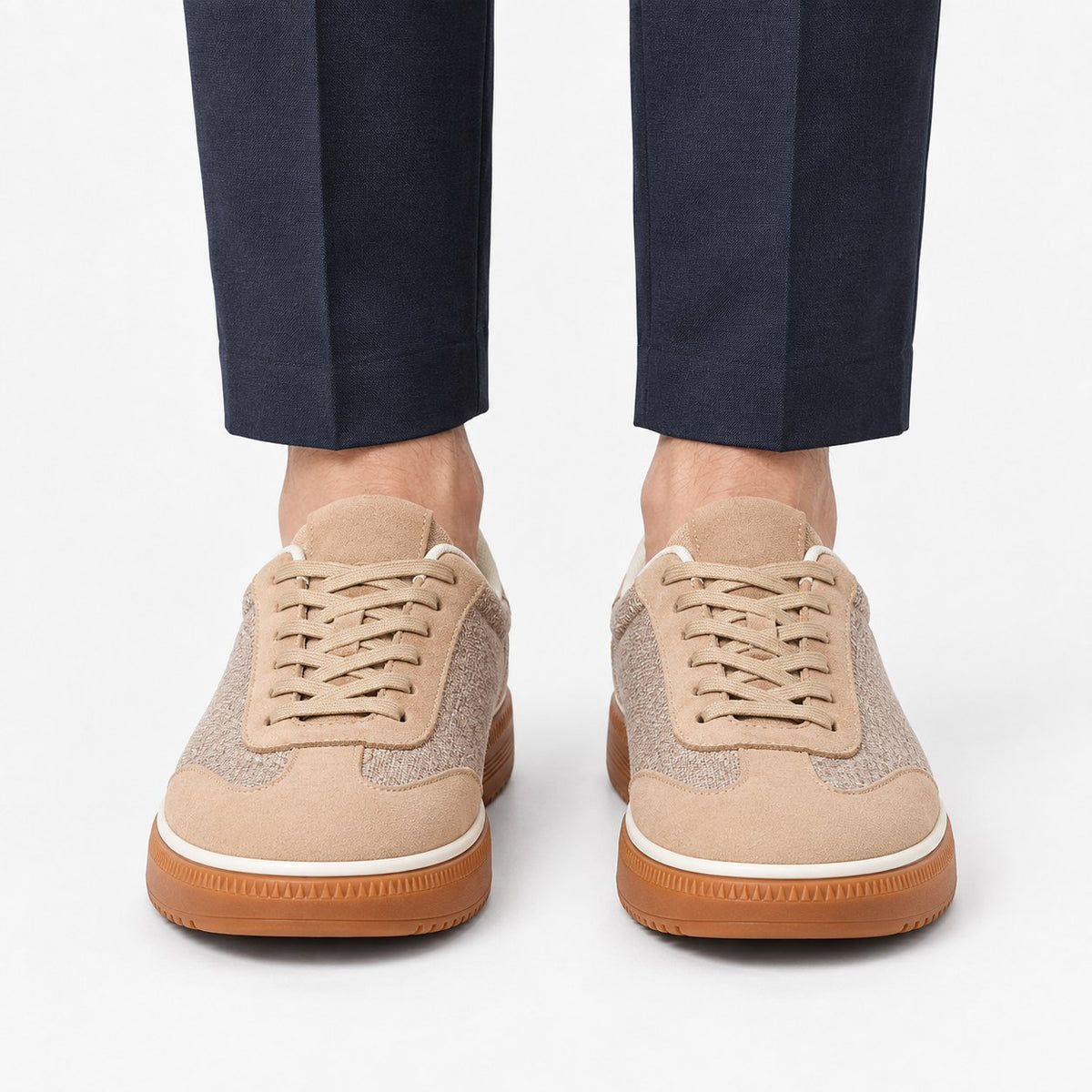 Leather low top sneakers with chunky gum soles