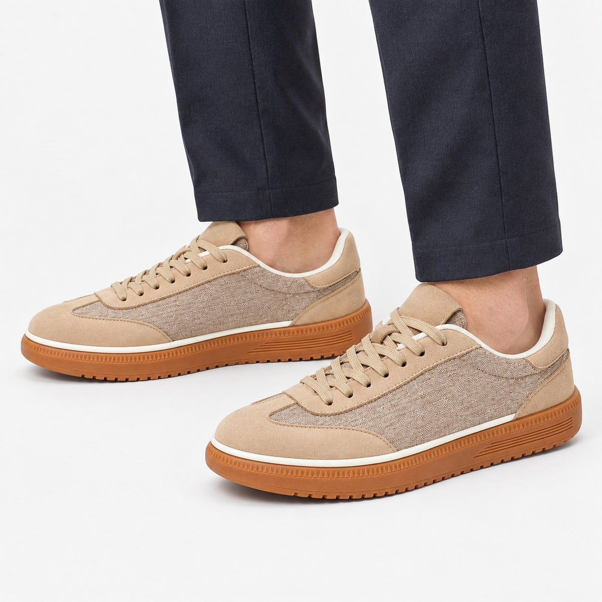 Leather low top sneakers with chunky gum soles