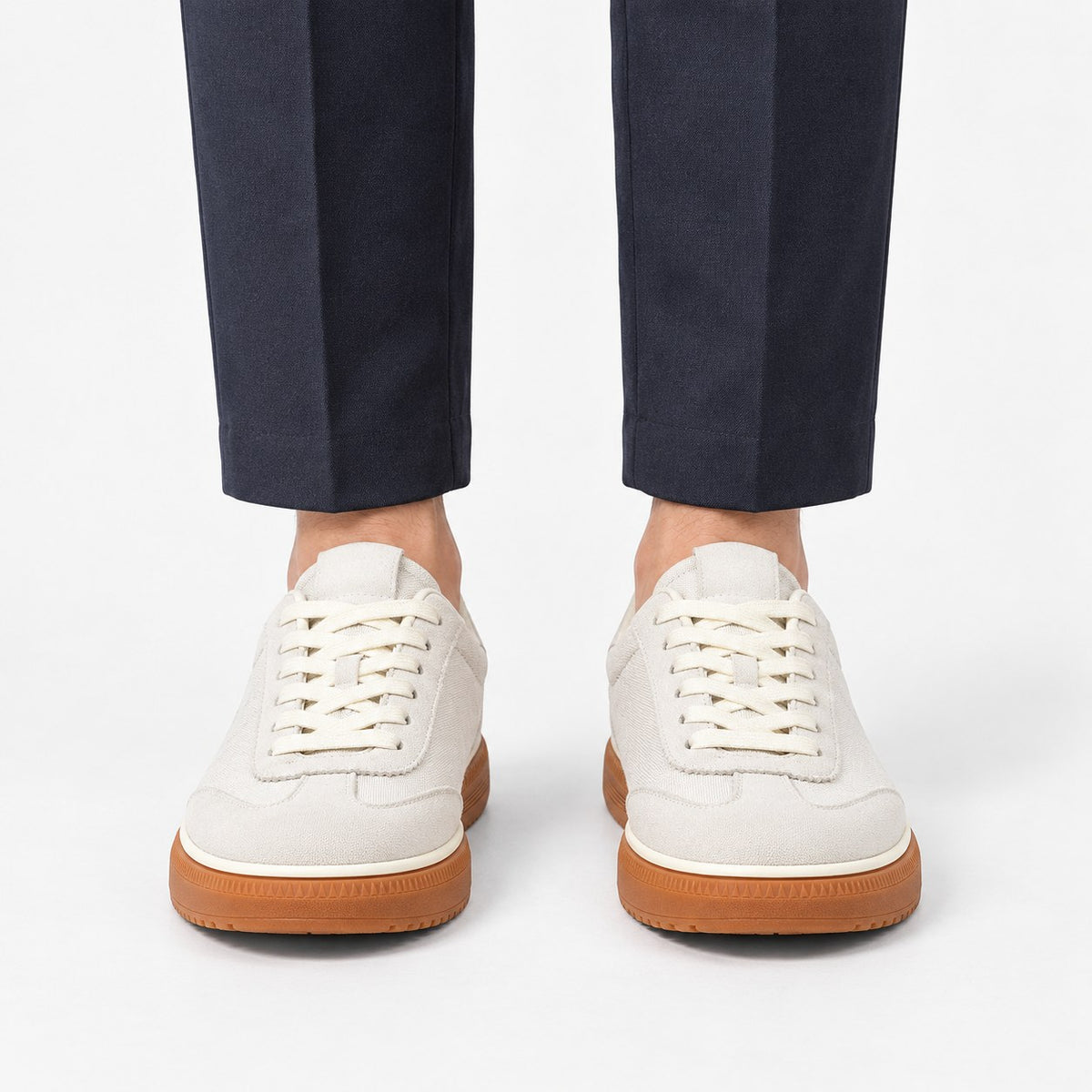 Leather low top sneakers with chunky gum soles