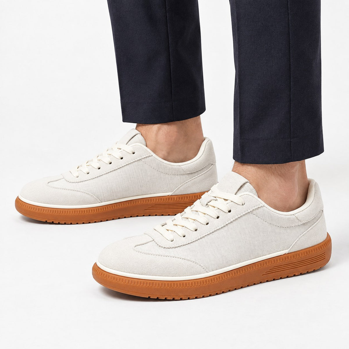 Leather low top sneakers with chunky gum soles