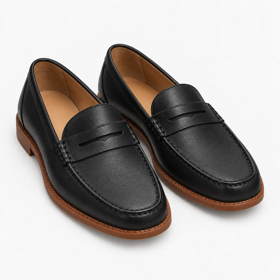 Leather penny loafers with contrast soles
