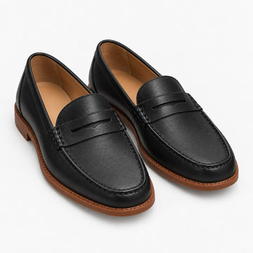 Leather penny loafers with contrast soles