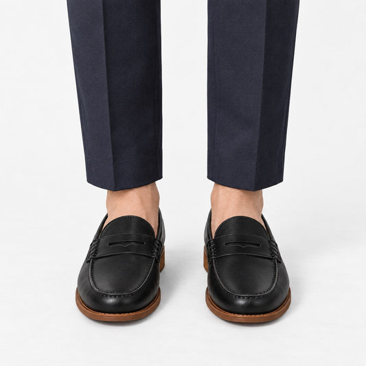 Leather penny loafers with contrast soles